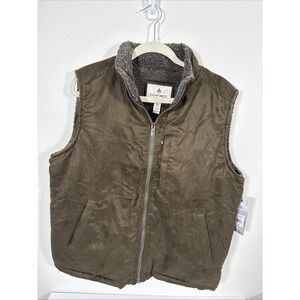 NWT Microsuede Fleece Vest by RFT Rainforest Mens Medium Warm Lined‎ Timber E2